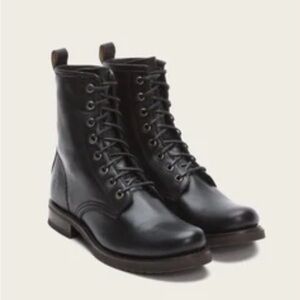 Frye Women Veronica Combat Black Leather Women’s Boots